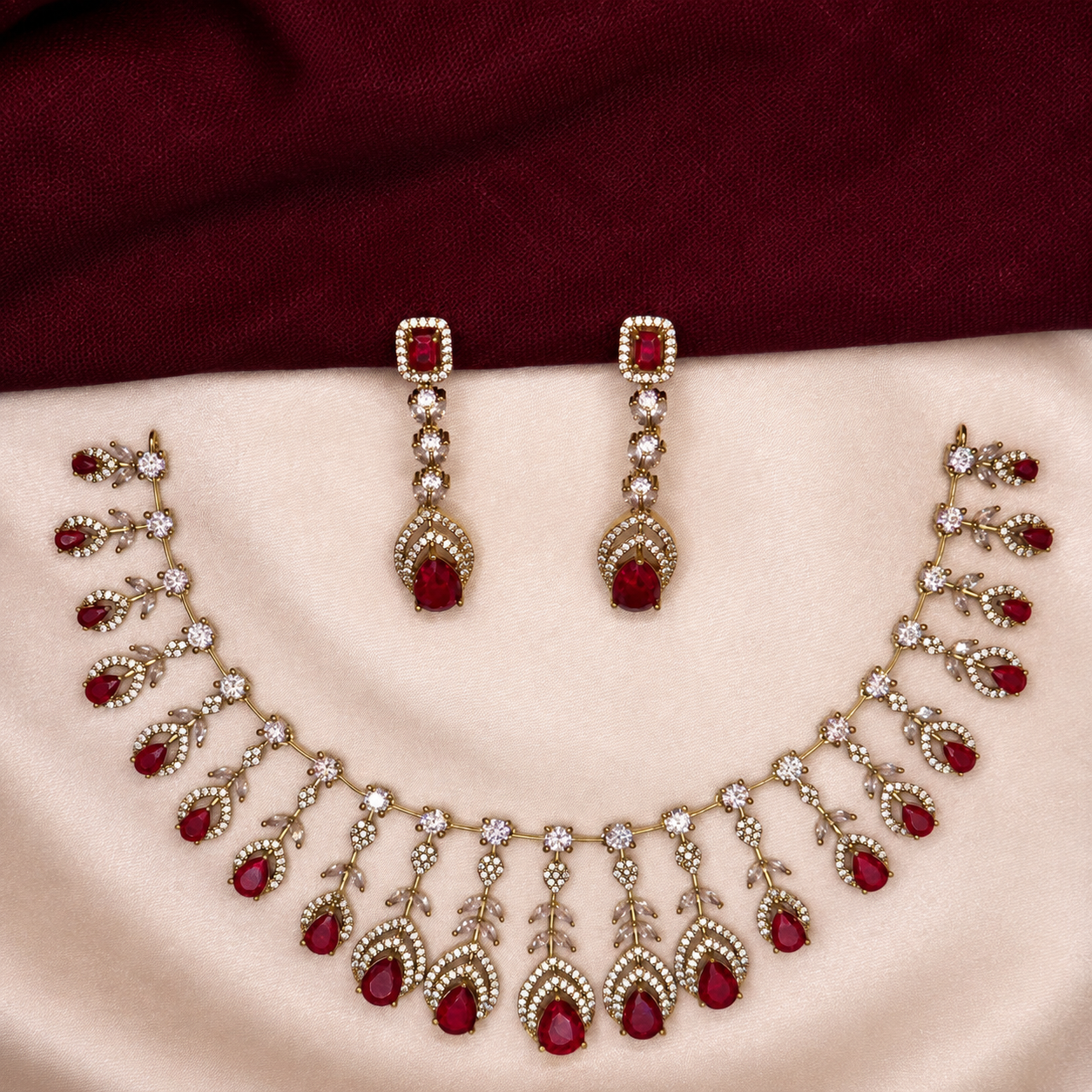 Party Wear Floral CZ Necklace Set