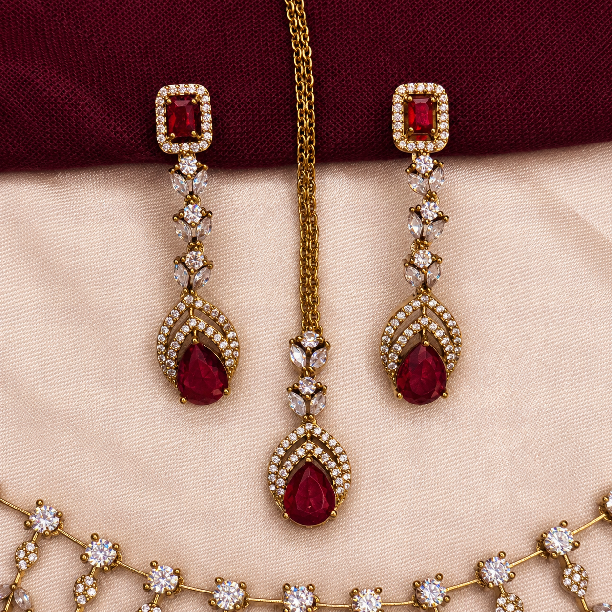 Party Wear Floral CZ Necklace Set
