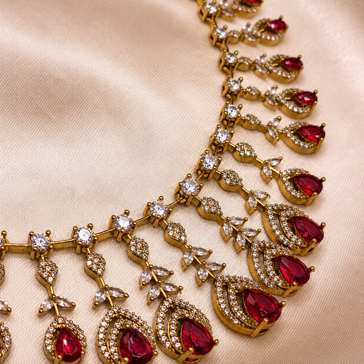 Party Wear Floral CZ Necklace Set