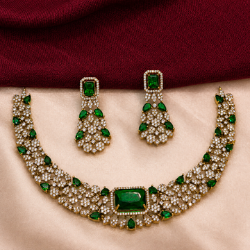 Green Crystal Choker Necklace Set