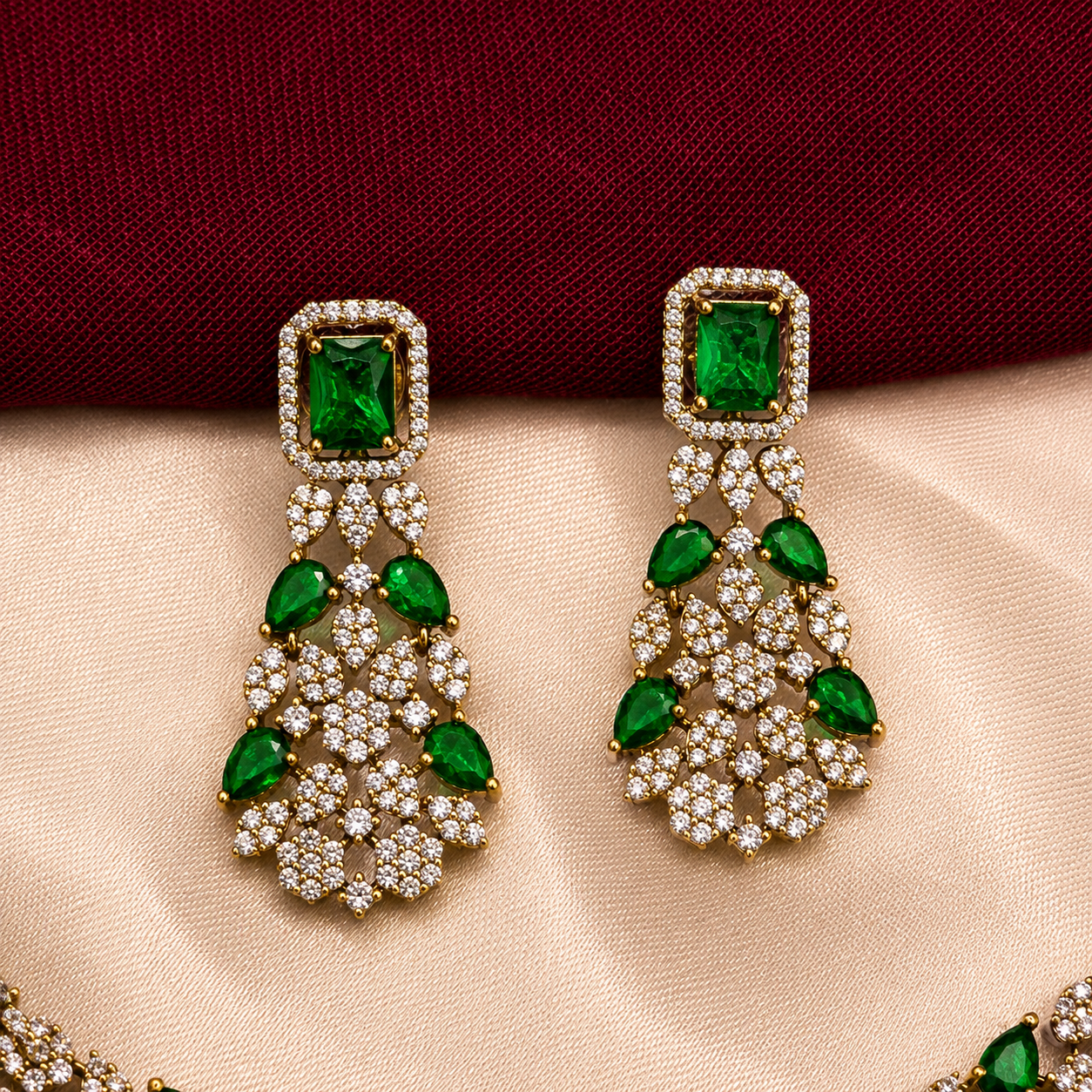 Green Crystal Choker Necklace Set