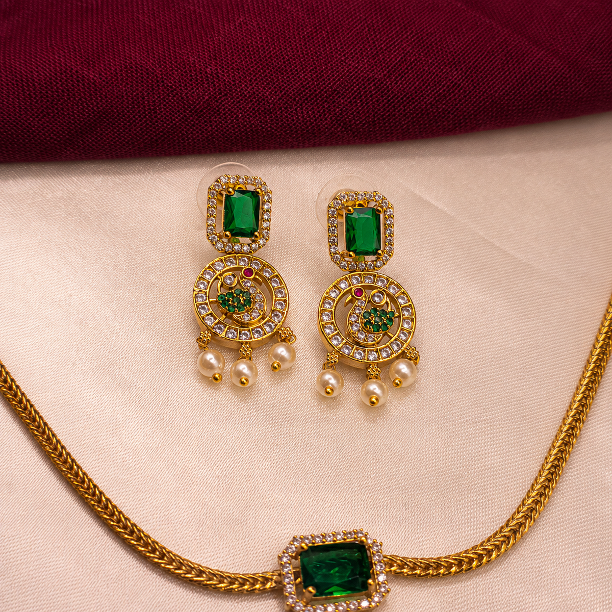 Traditional Peacock CZ Jewelry Set
