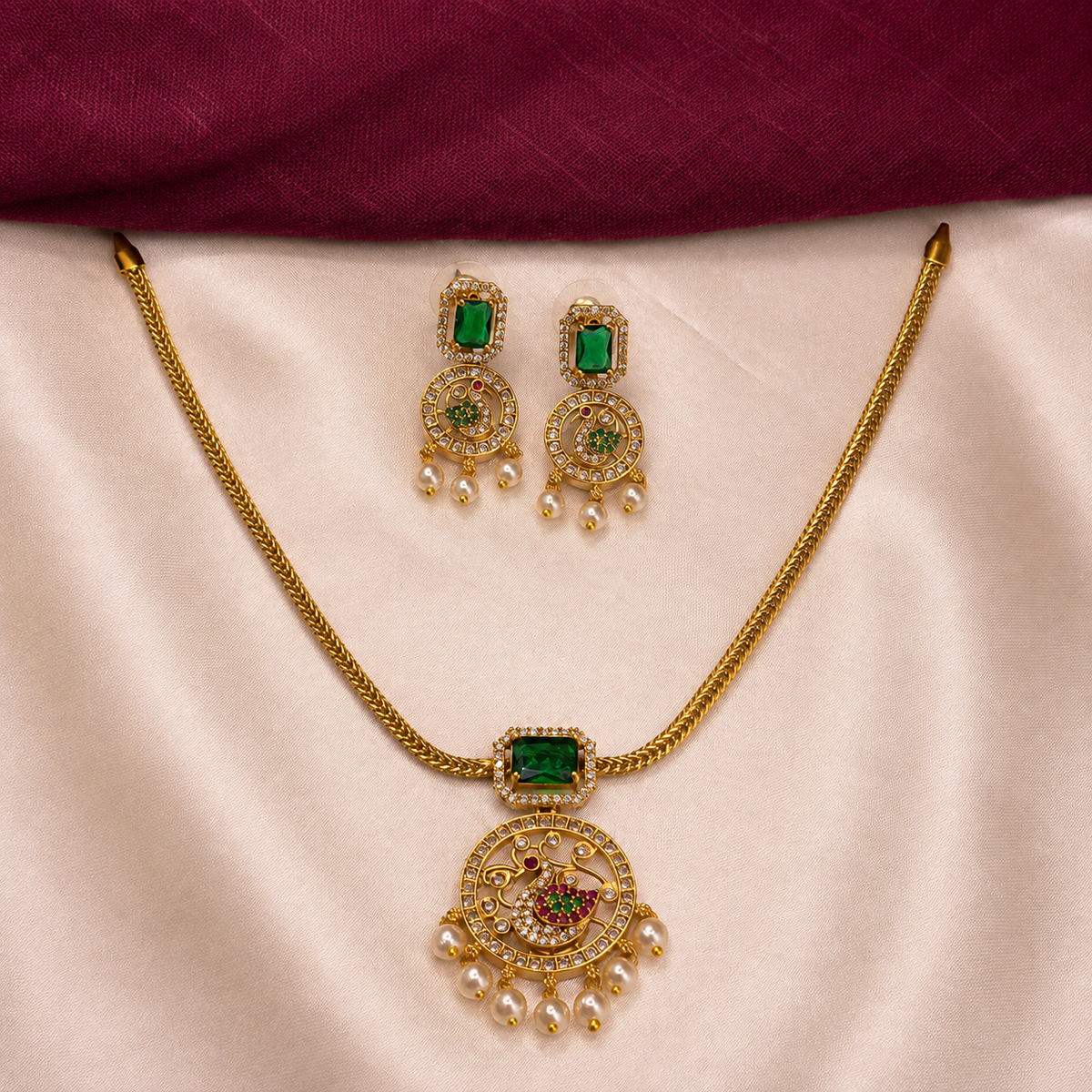 Traditional Peacock CZ Jewelry Set
