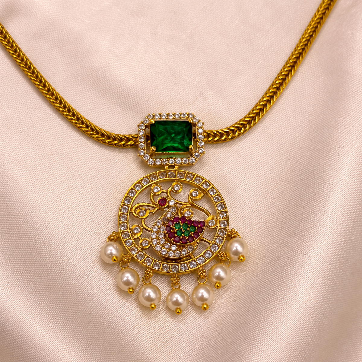 Traditional Peacock CZ Jewelry Set