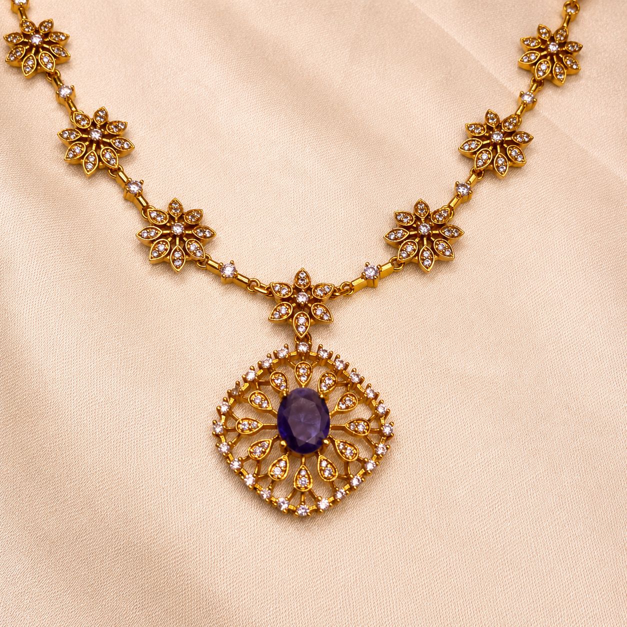 Designer Flower Motif Necklace Set