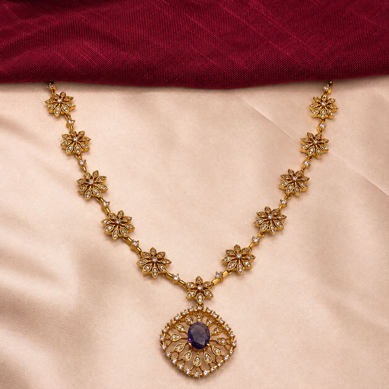 Designer Flower Motif Necklace Set