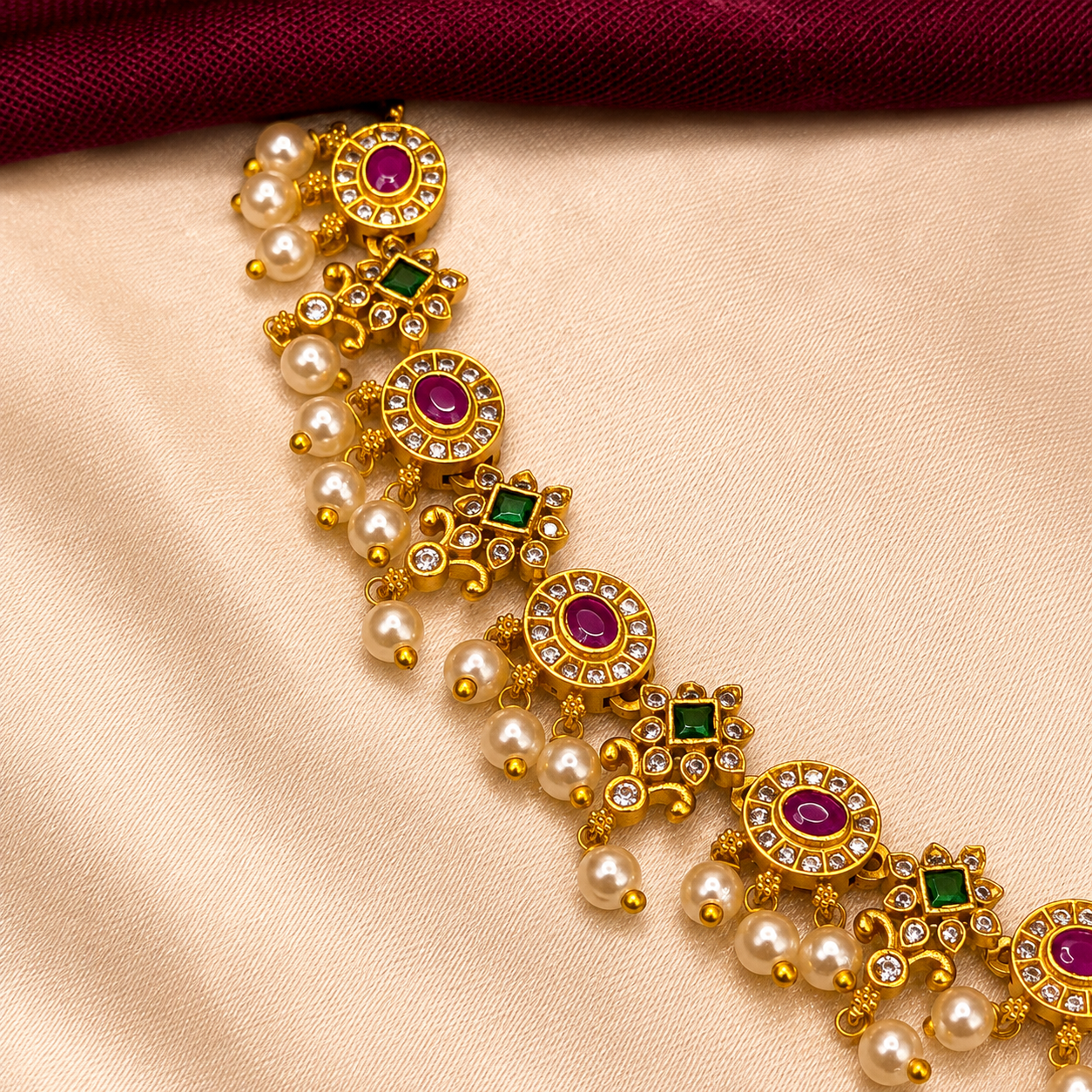 Ethnic Pearl Drop Necklace Set