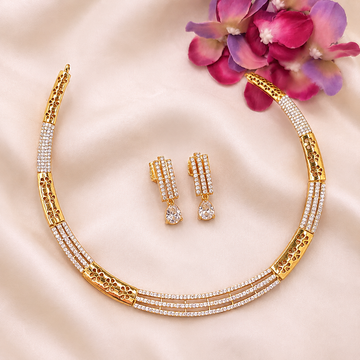 Golden Floral Lattice Necklace Set