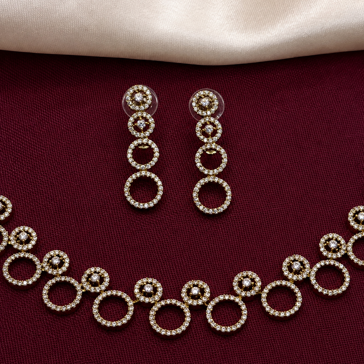 Geometric Circle CZ Necklace Set