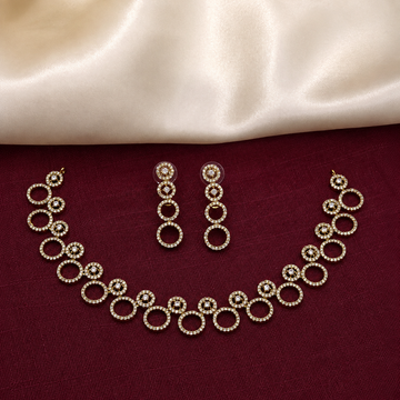 Geometric Circle CZ Necklace Set