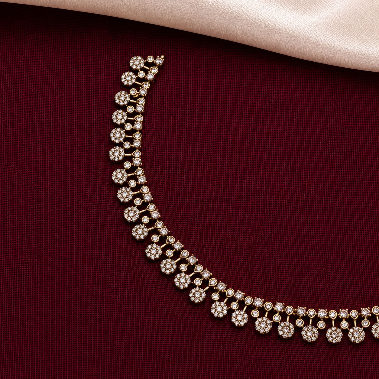 Floral CZ Tennis Necklace Set