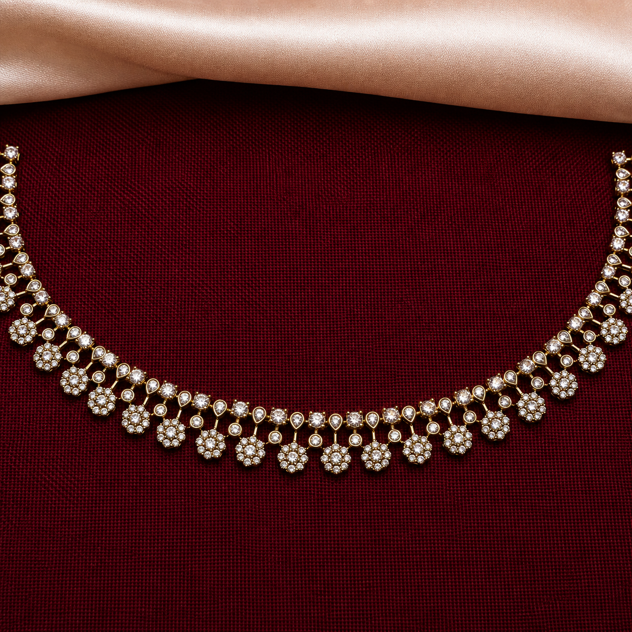 Floral CZ Tennis Necklace Set