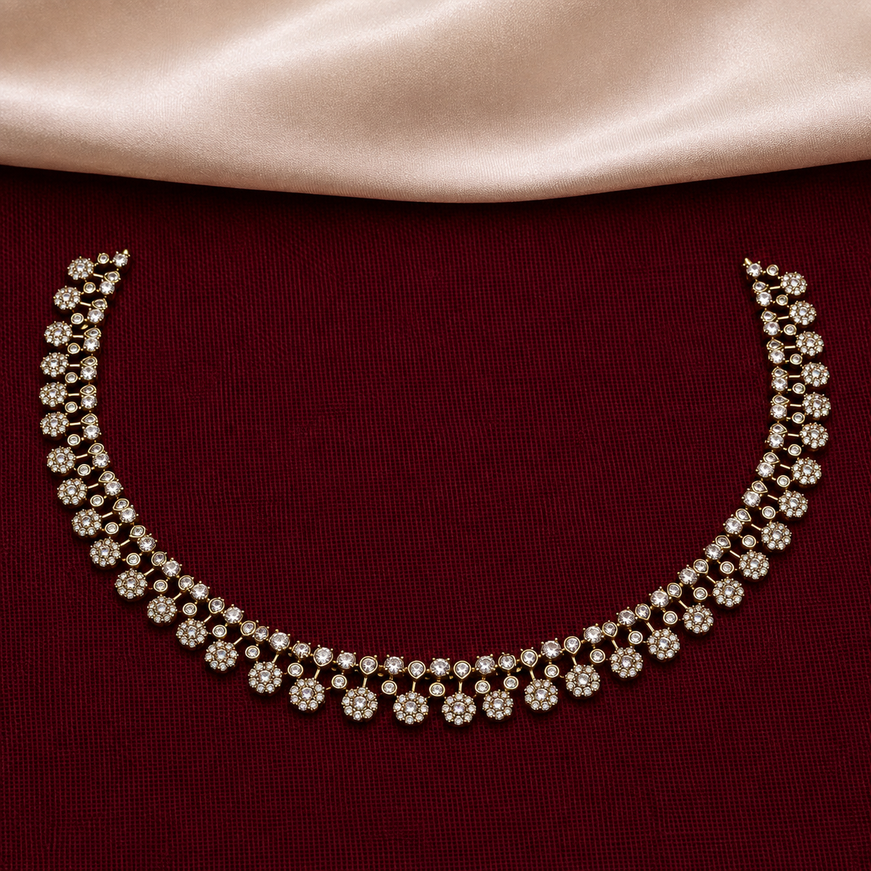 Floral CZ Tennis Necklace Set