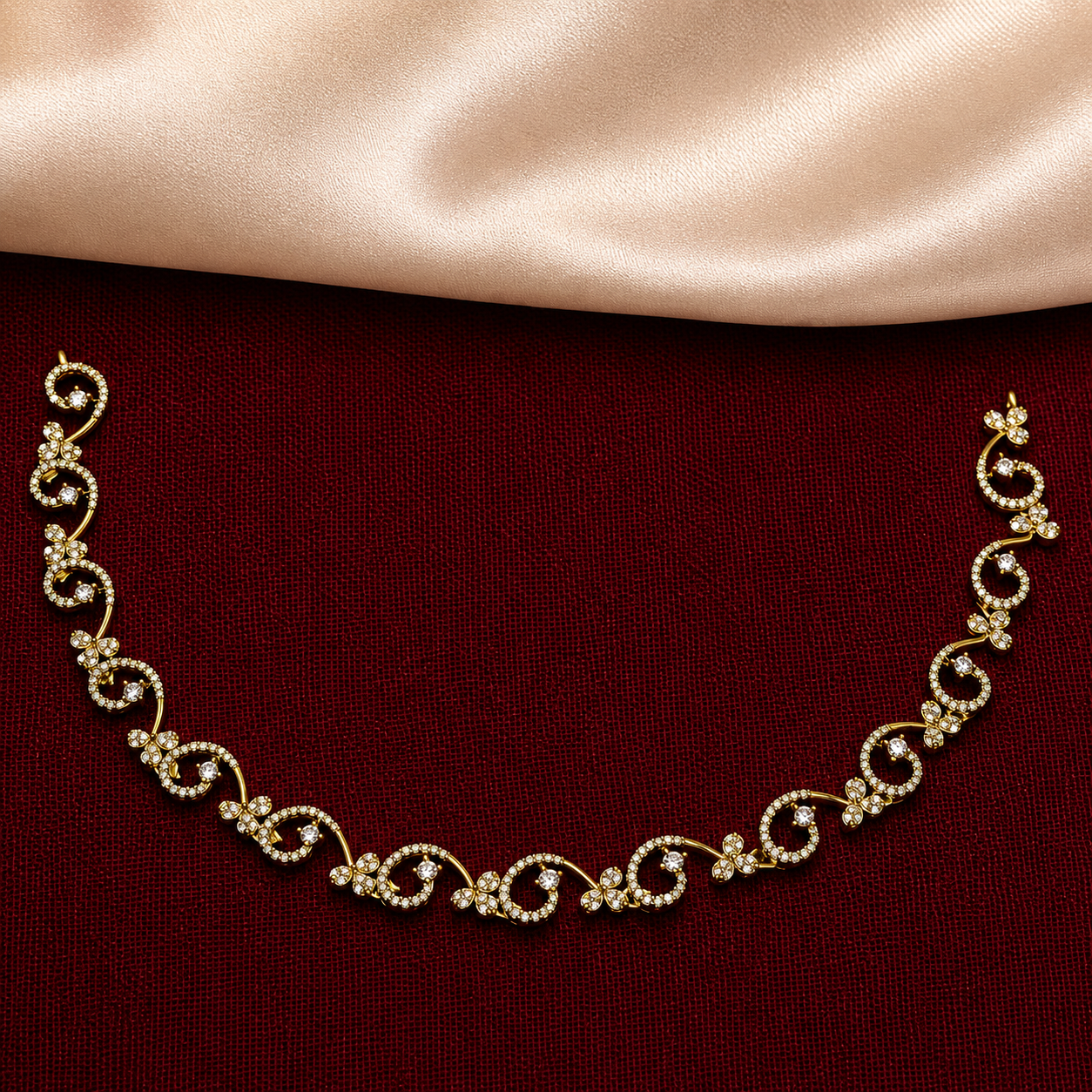 Swirl Design CZ Necklace Set