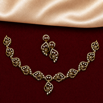 Elegant CZ Leaf Necklace Set