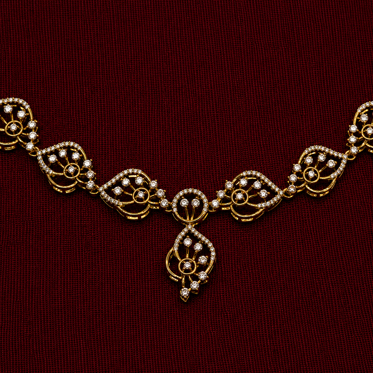 Elegant CZ Leaf Necklace Set