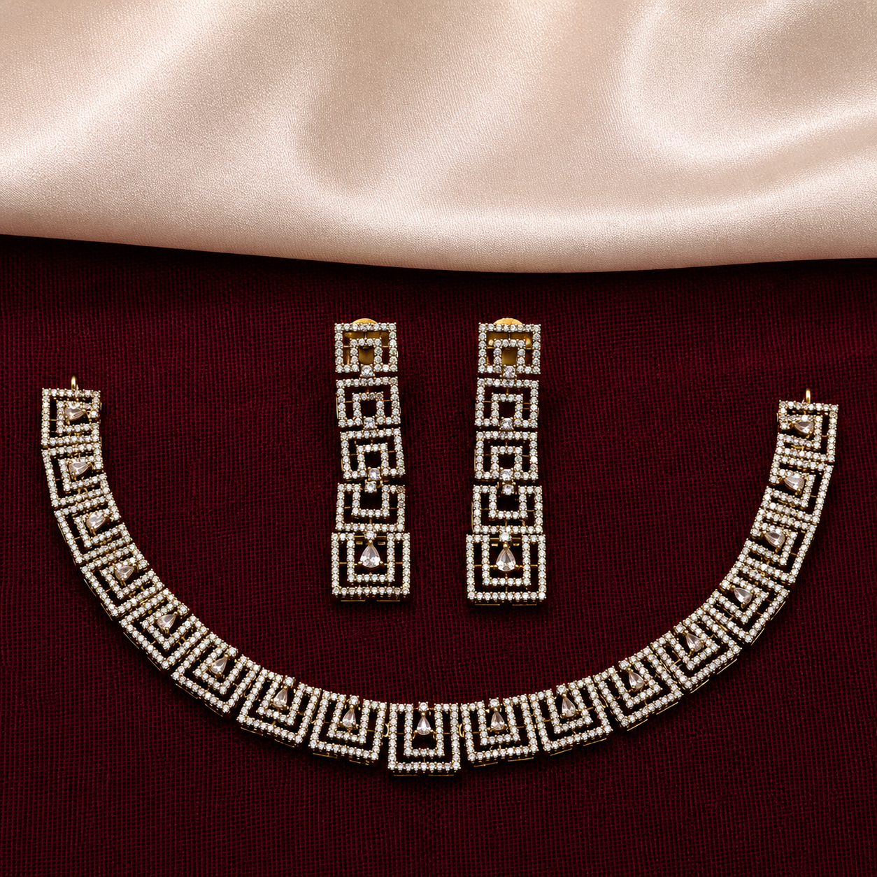 Geometric CZ Necklace Set