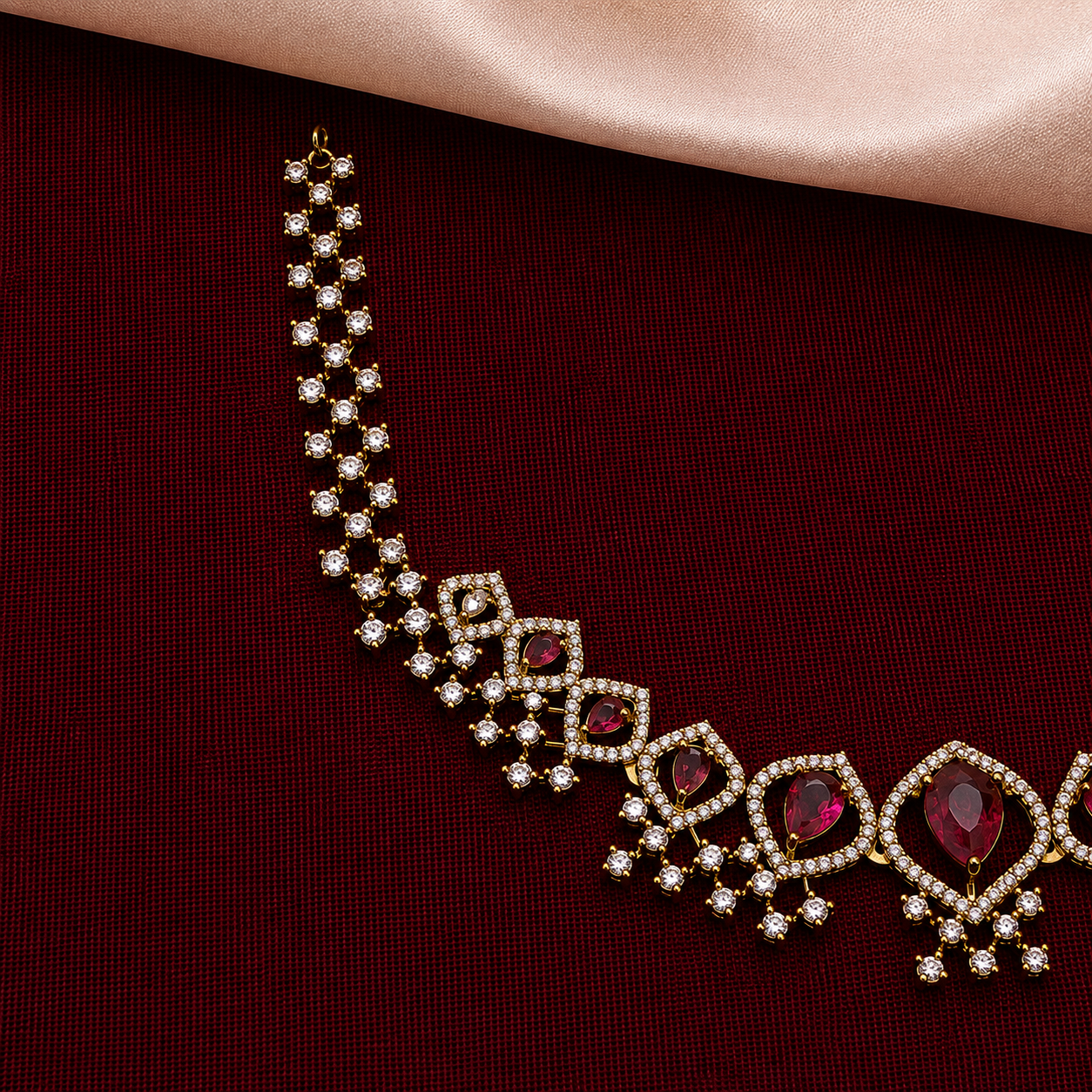 Red Stone Bridal Necklace Set