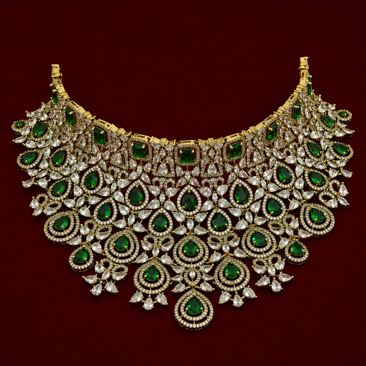 Grandeur Premium Emerald CZ Choker Set