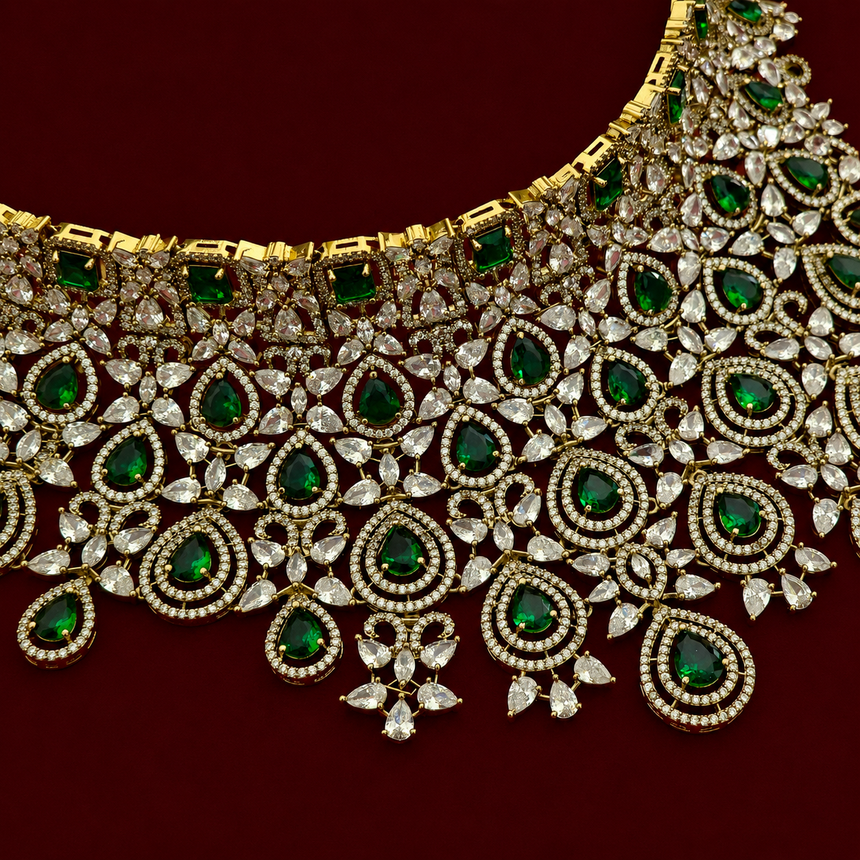 Grandeur Premium Emerald CZ Choker Set