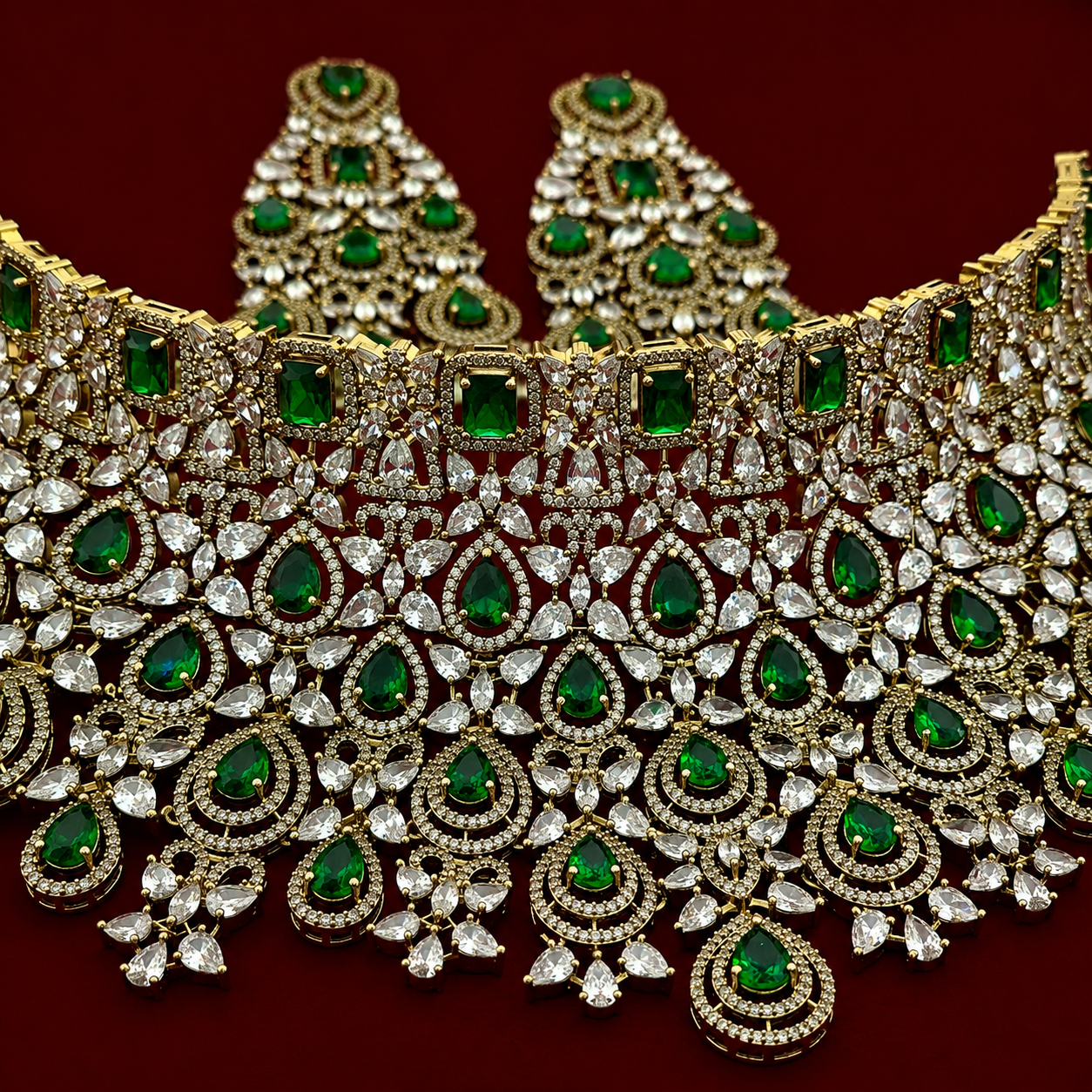 Grandeur Premium Emerald CZ Choker Set