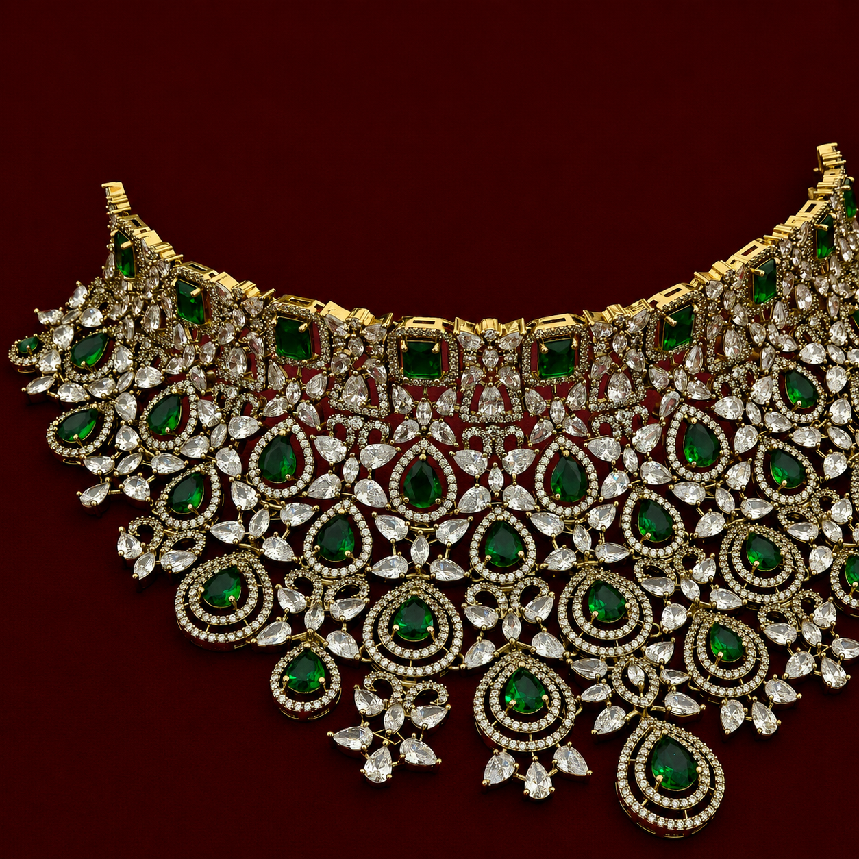 Grandeur Premium Emerald CZ Choker Set