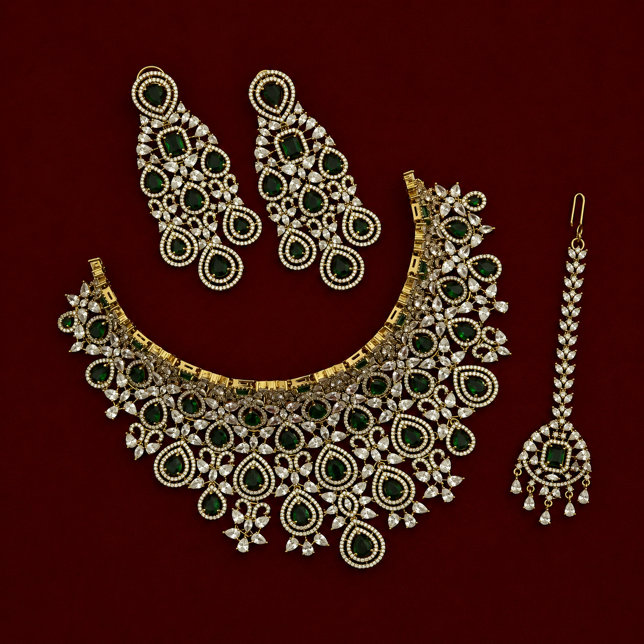 Grandeur Premium Emerald CZ Choker Set