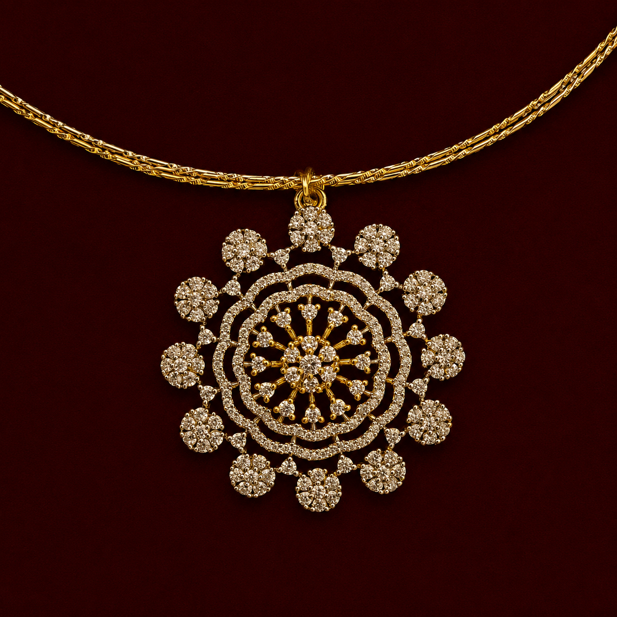 CZ Floral Pendant Necklace Set