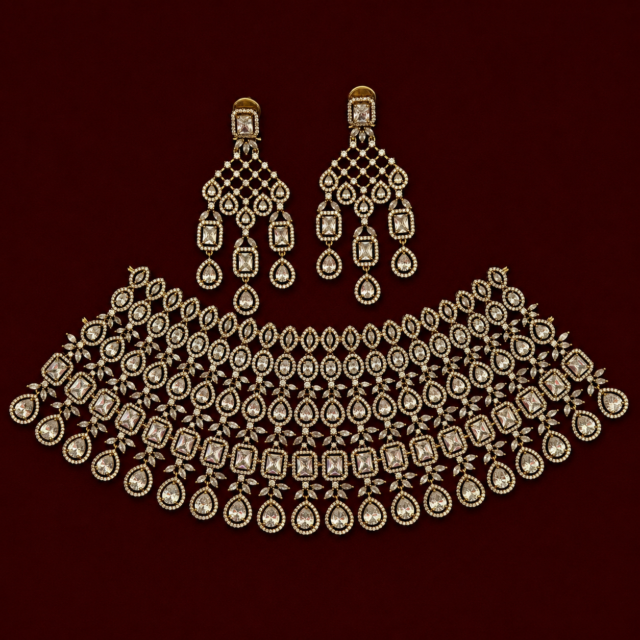Royal CZ Bridal Choker Necklace Set