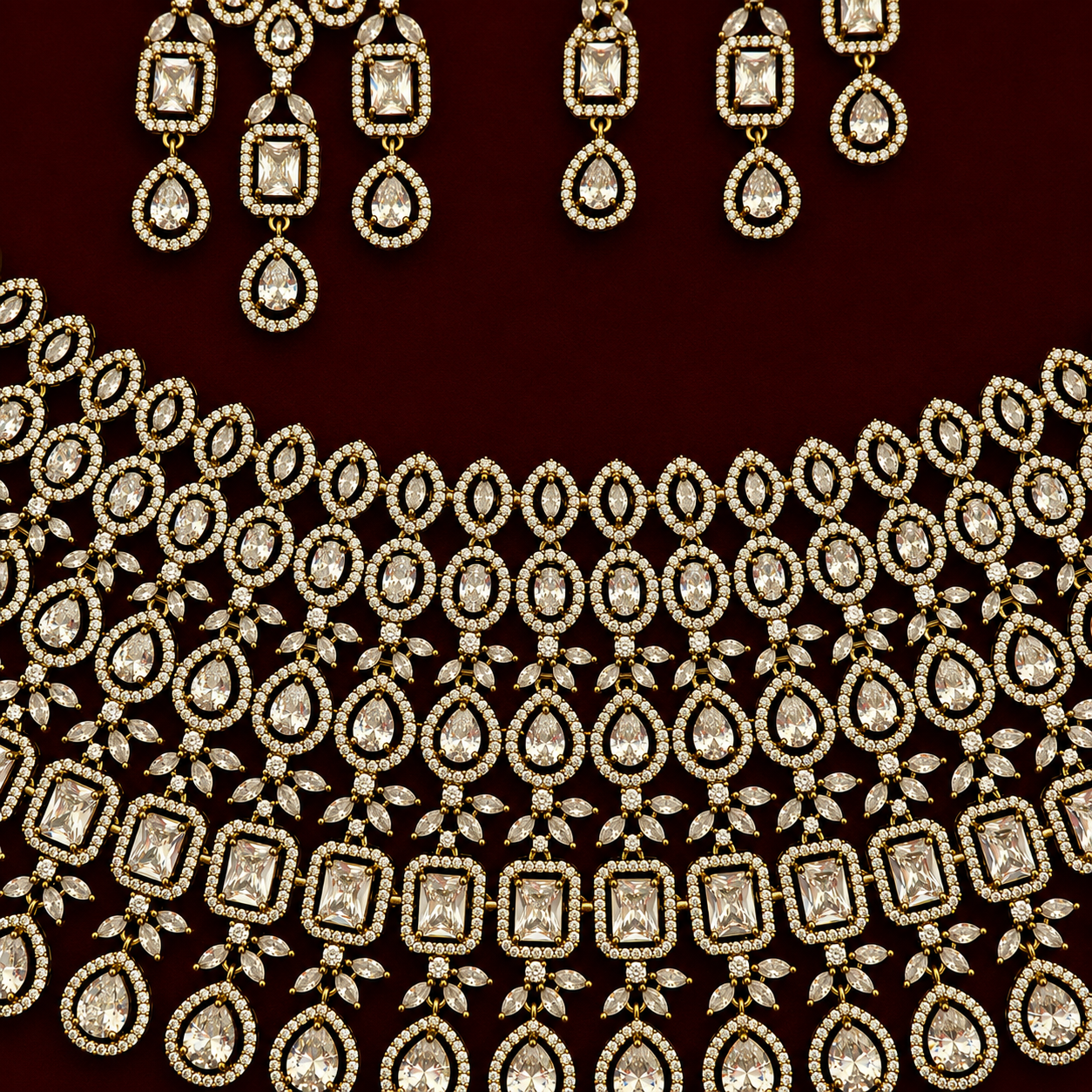 Royal CZ Bridal Choker Necklace Set