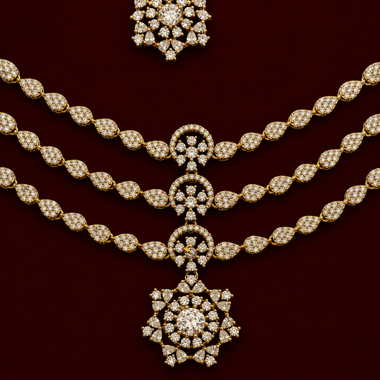 Triple Layer CZ Necklace Set
