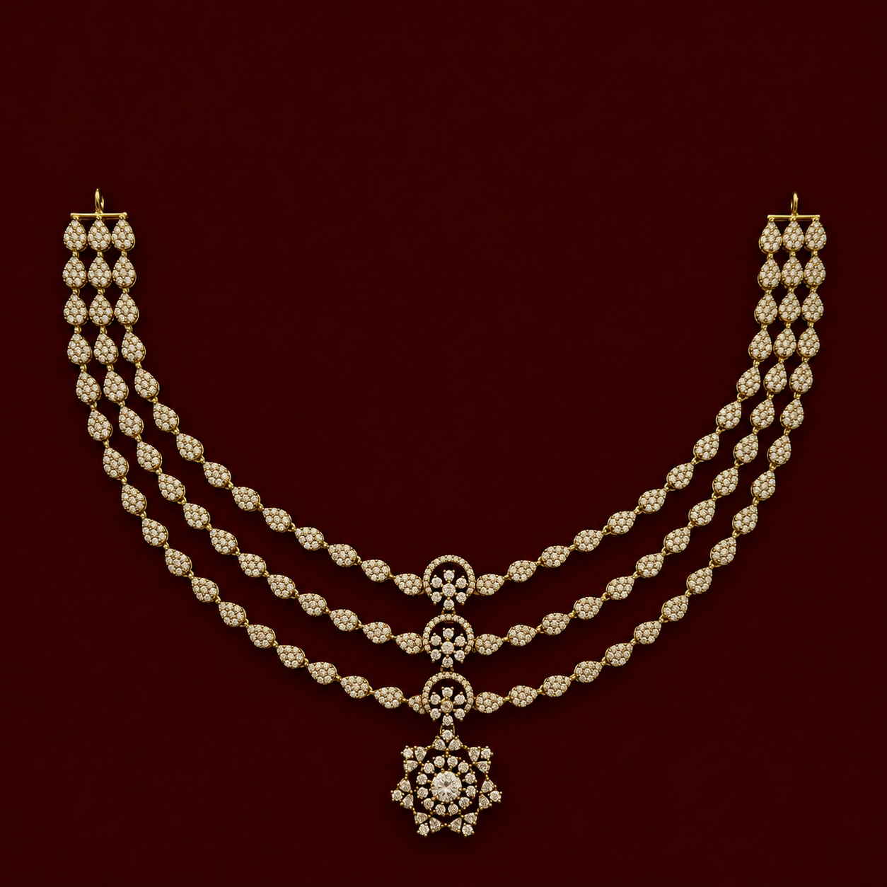 Triple Layer CZ Necklace Set