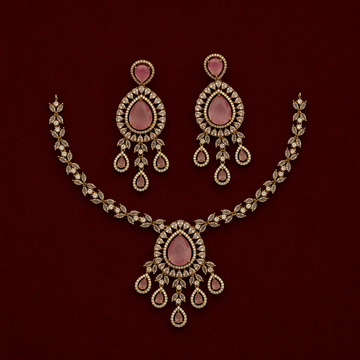 Rose Pink CZ Pendant Necklace Set