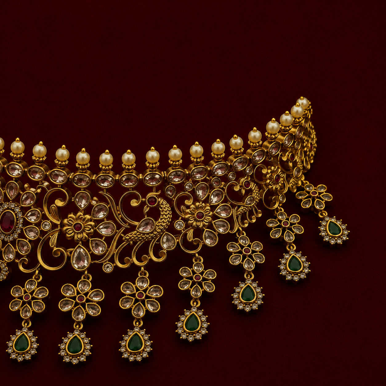 Antique Floral Kundan Bridal Choker Set