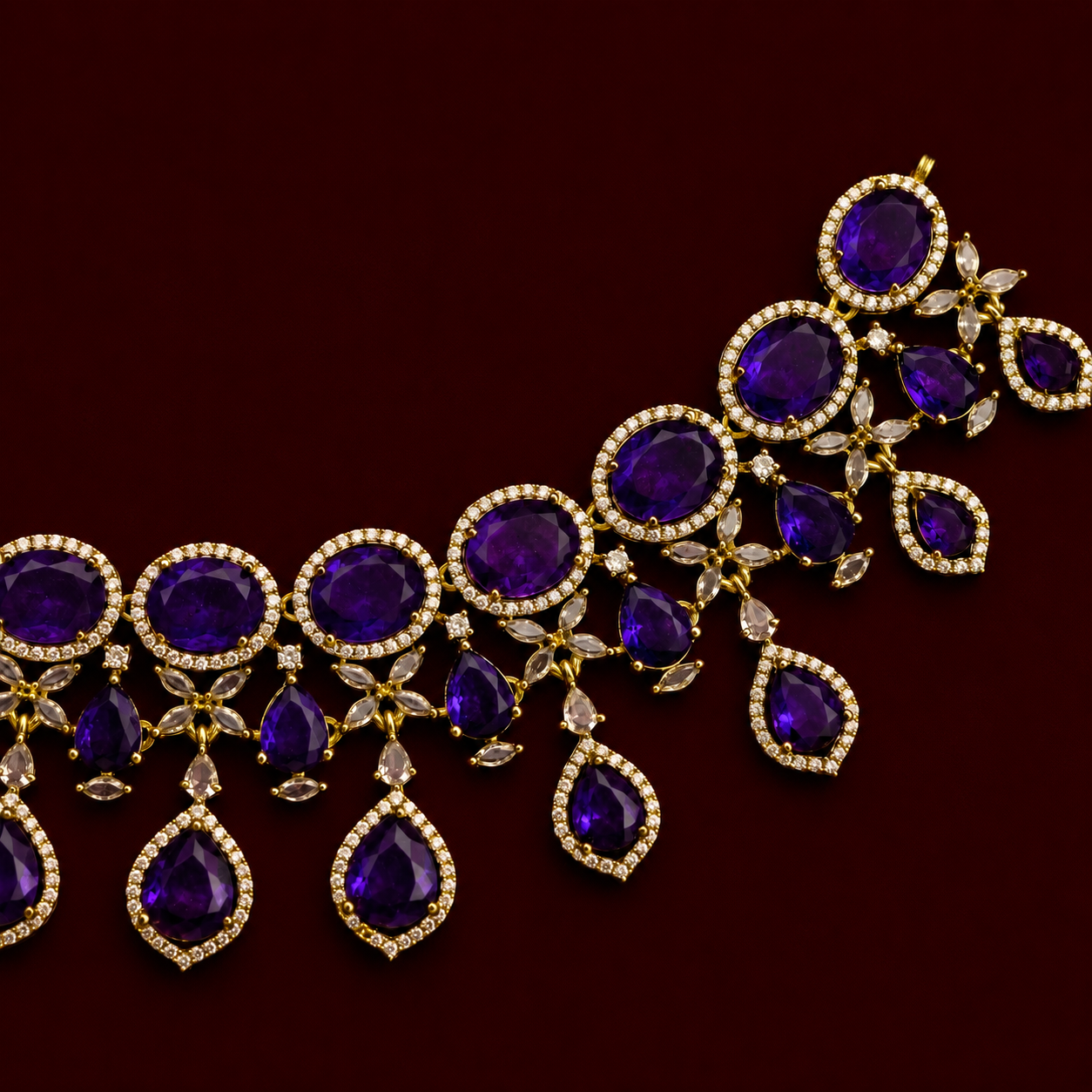 Royal Amethyst CZ Necklace Set