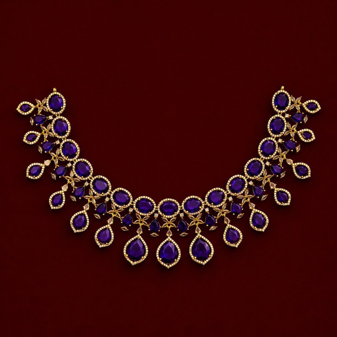 Royal Amethyst CZ Necklace Set