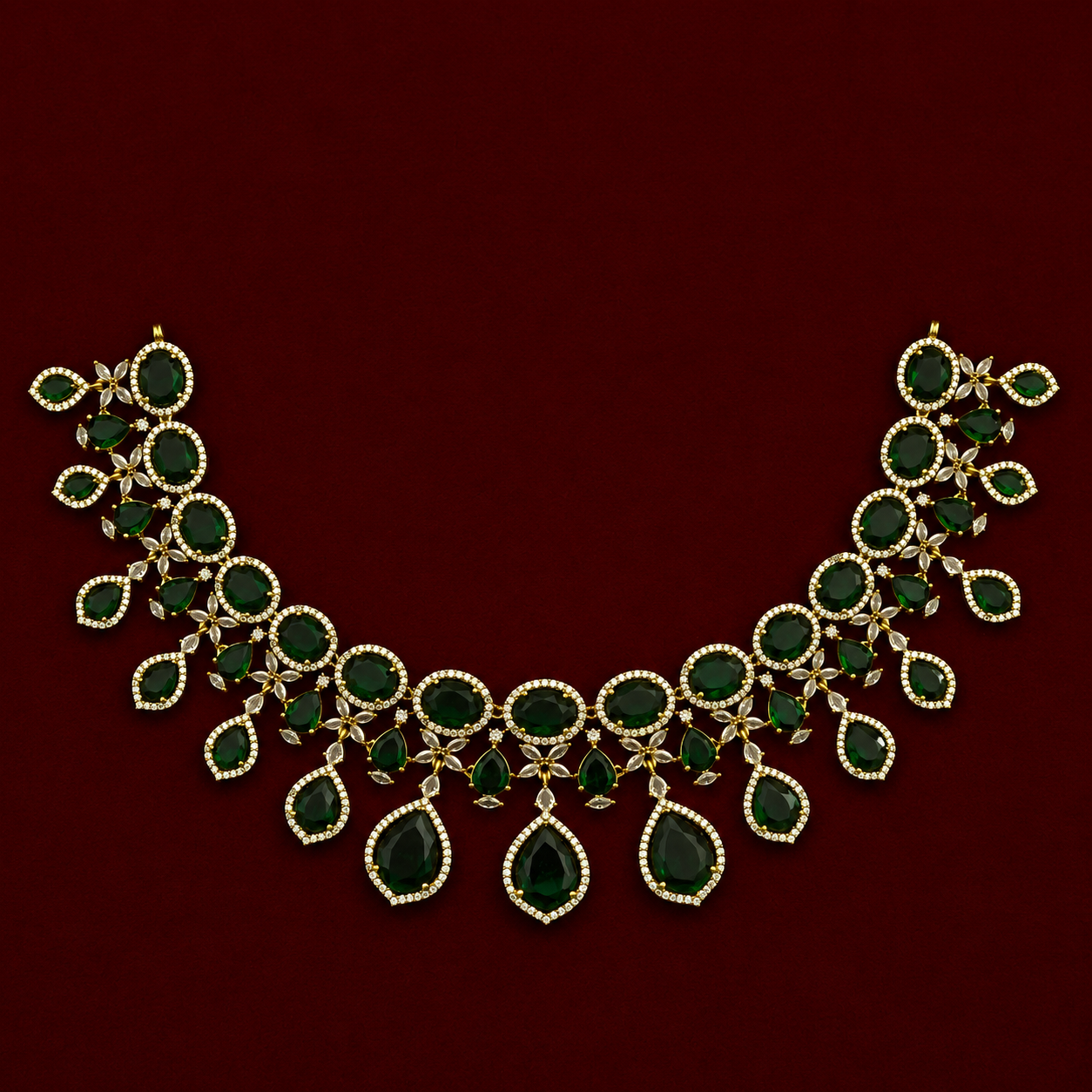 Emerald CZ Statement Necklace Set