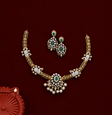 Emerald Peacock CZ Necklace Set