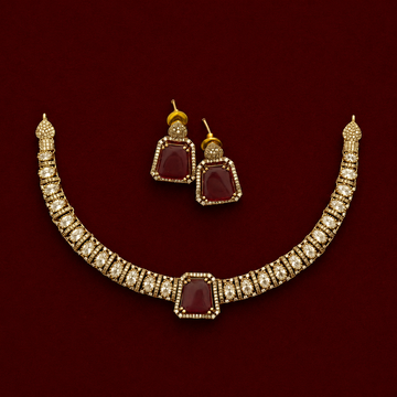 Ruby Red CZ Choker Necklace Set