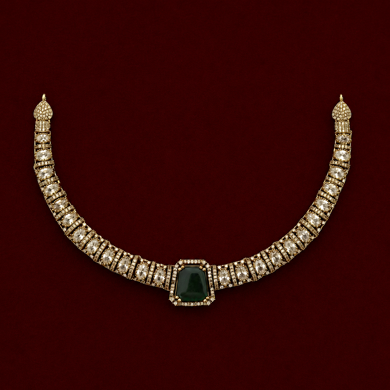Emerald Green CZ Choker Necklace Set