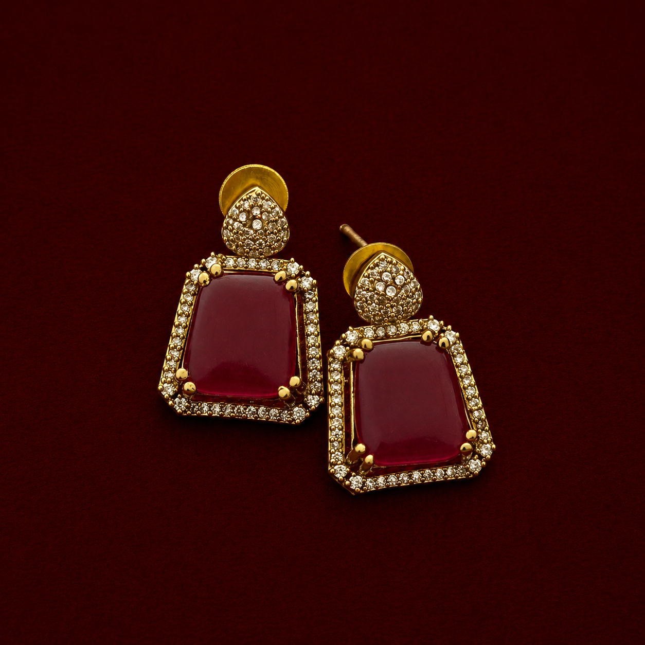 Ruby Red CZ Choker Necklace Set