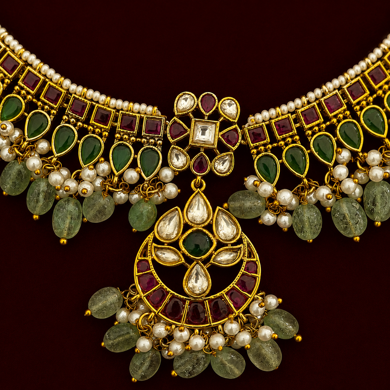 Green Kundan Choker Set