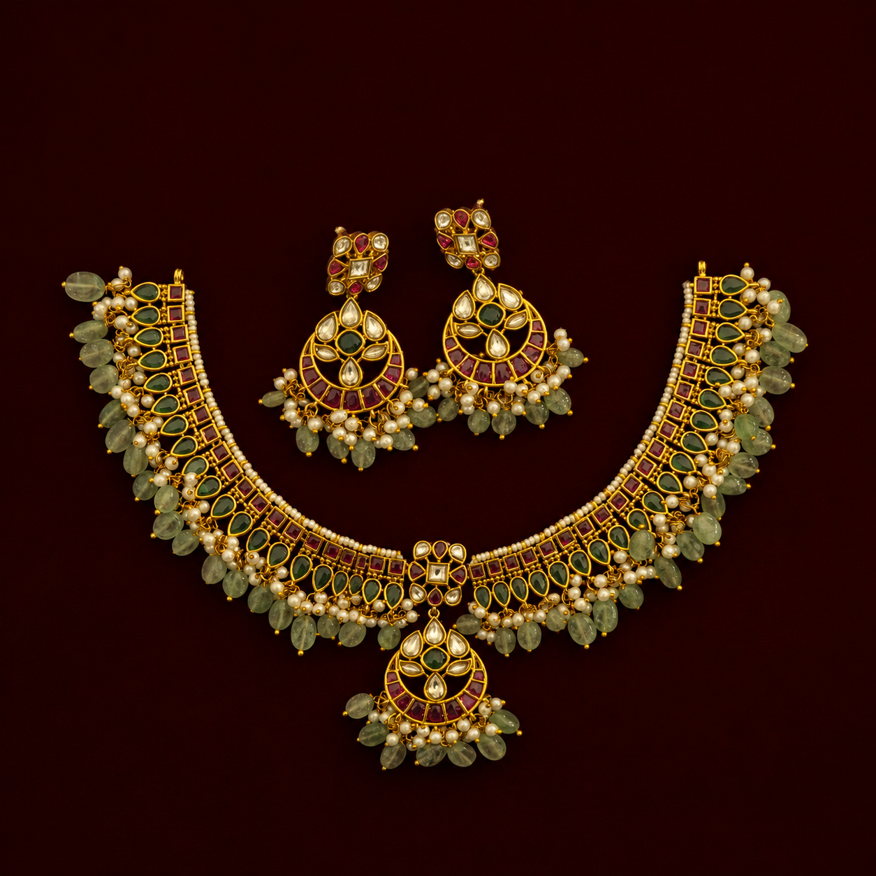 Green Kundan Choker Set