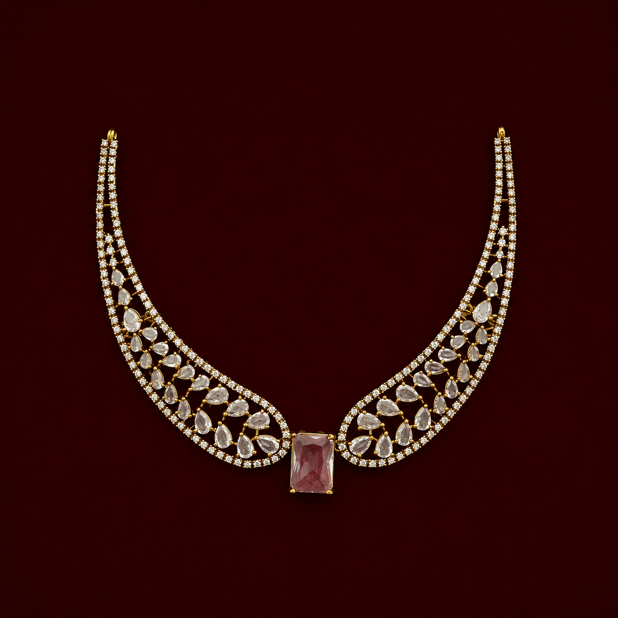 White CZ Choker Necklace Set