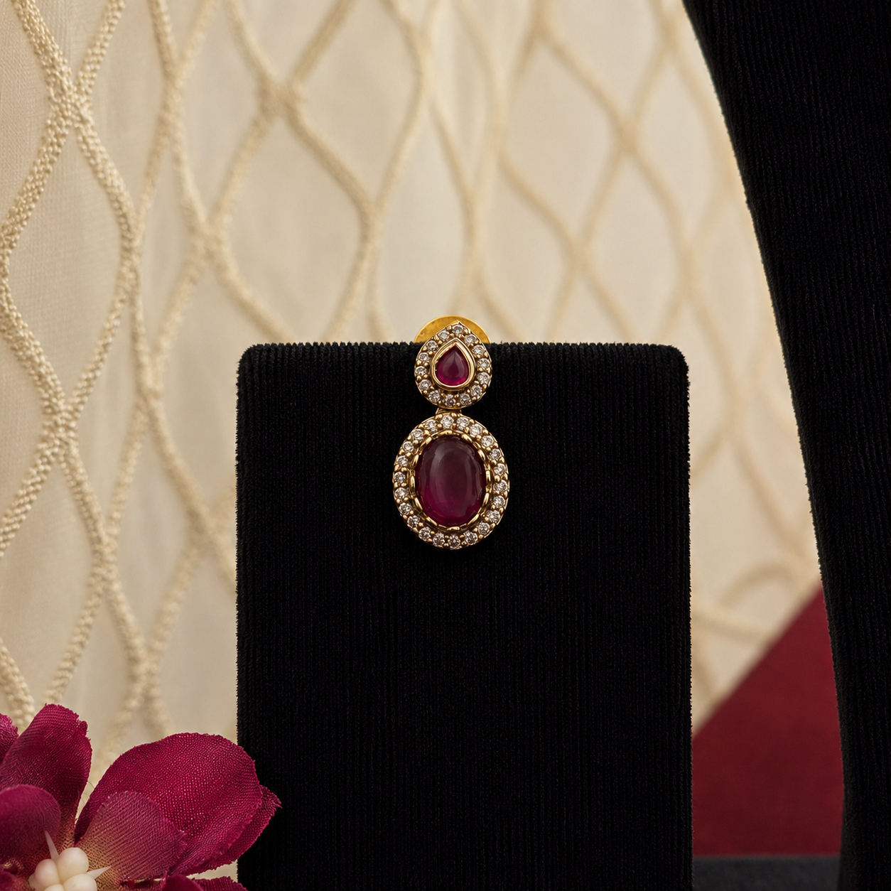 Triangle Motif CZ Long Necklace Set
