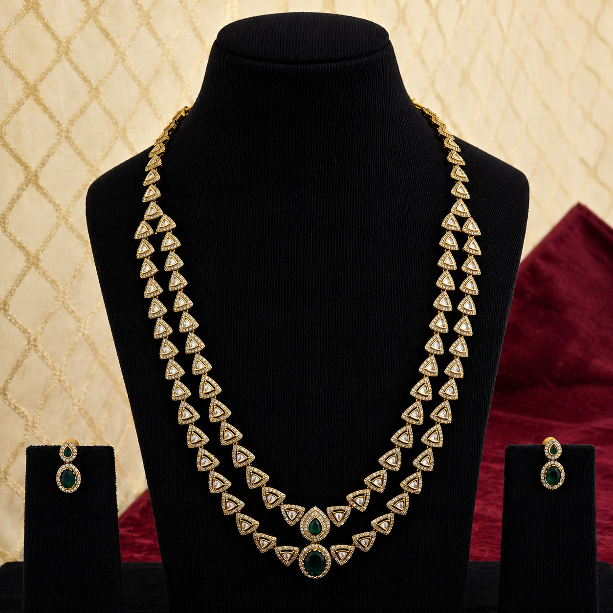 Petite Dual-Layer Triangle CZ Necklace Set