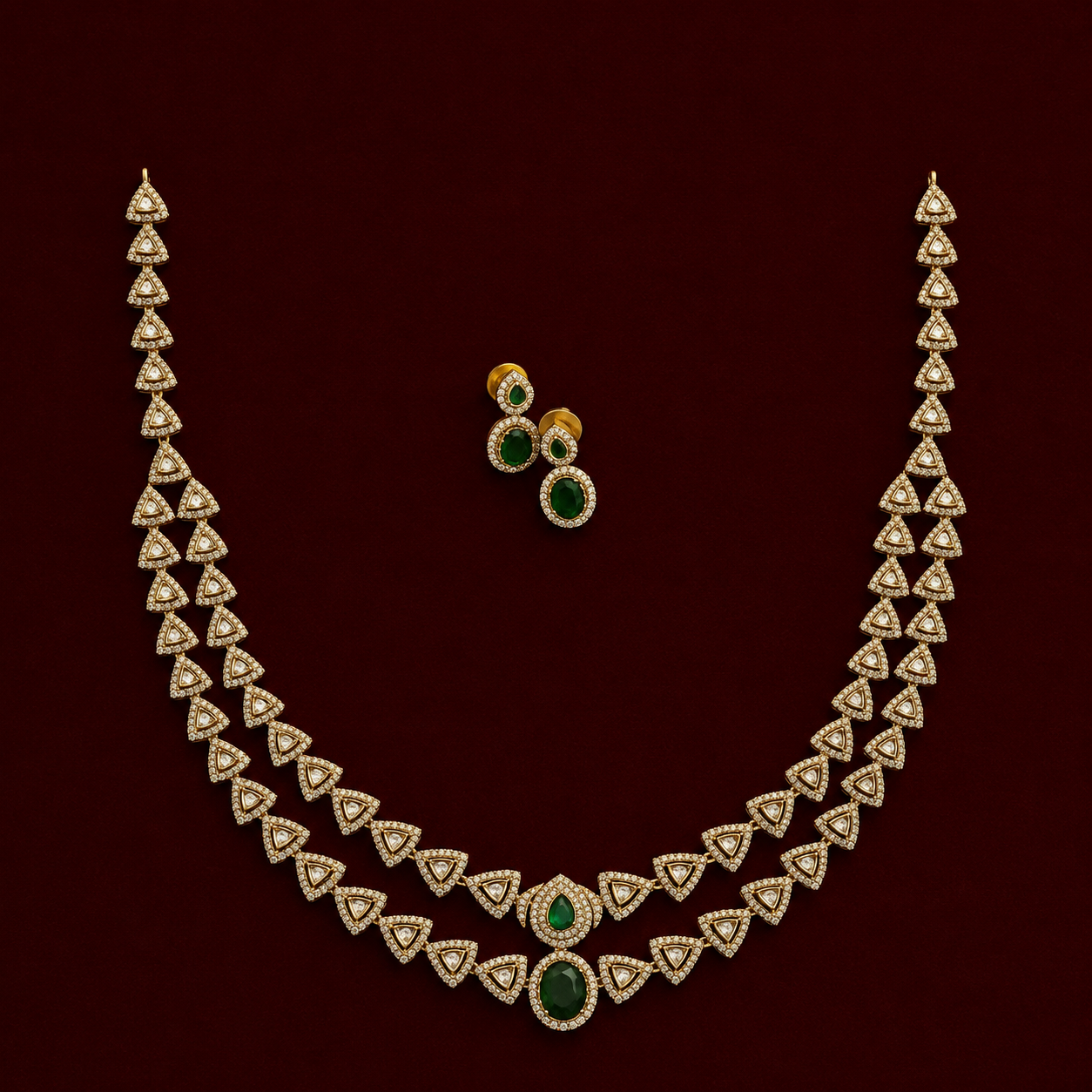 Petite Dual-Layer Triangle CZ Necklace Set