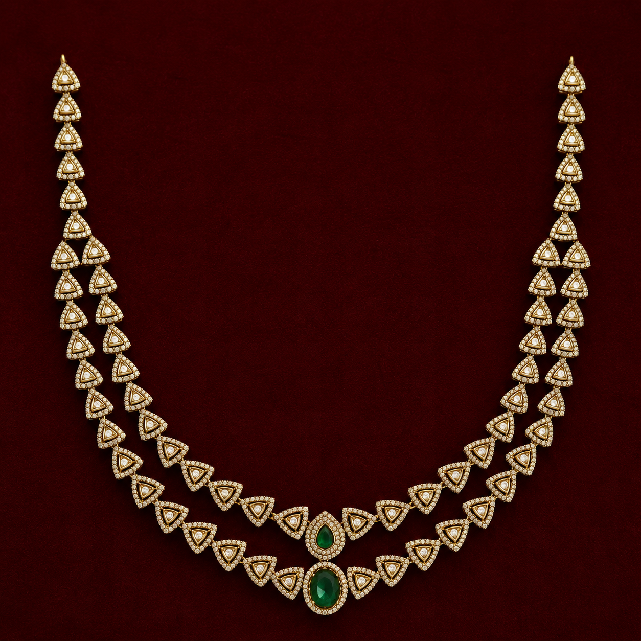 Petite Dual-Layer Triangle CZ Necklace Set