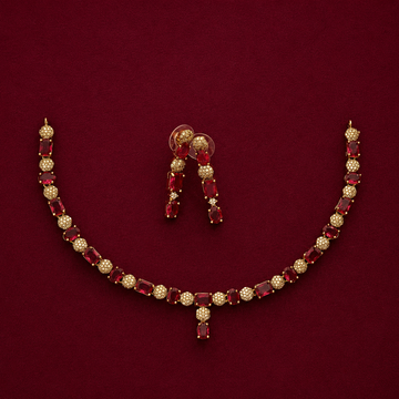 Elegant Ruby Red CZ Necklace Set