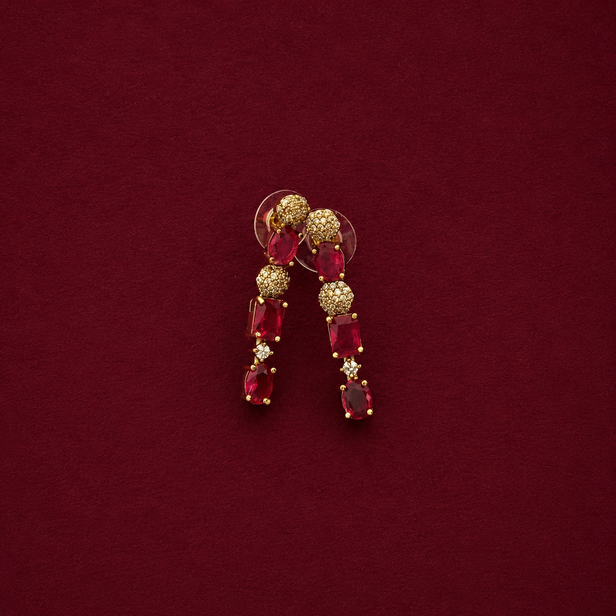 Elegant Ruby Red CZ Necklace Set